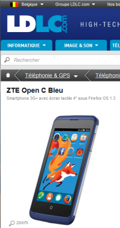 2014-08-20 : ZTE Open C Bleu sur ldlc.be