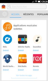 Firefox OS > Marketplace > Accueil > Applications musicales vedettes