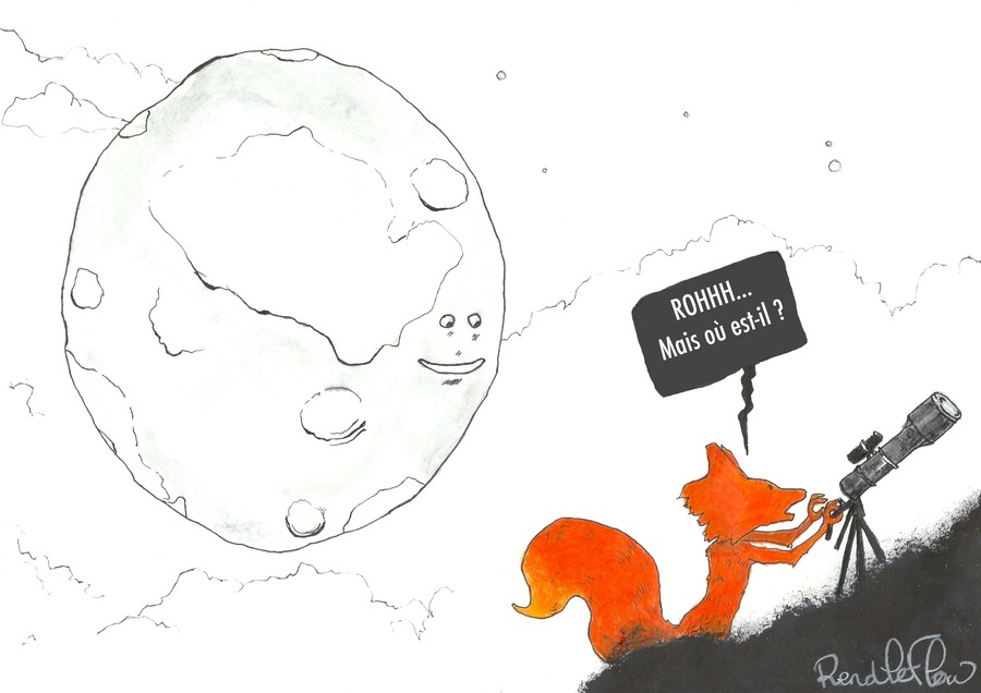 Lune derrière le Fox qui cherche le soleil