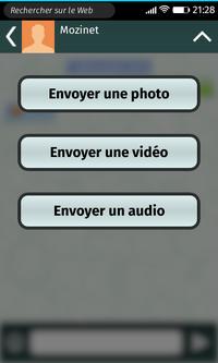 ConnectA2 : actions disponibles : envoyer une photo, une vidéo et un audio