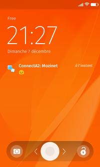 ConnectA2 : notification sur l’écran d’accueil de Firefox OS 2.1