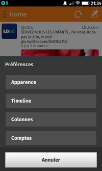 Macaw menu Préférences