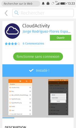 CloudActivity installé sur le Marketplace