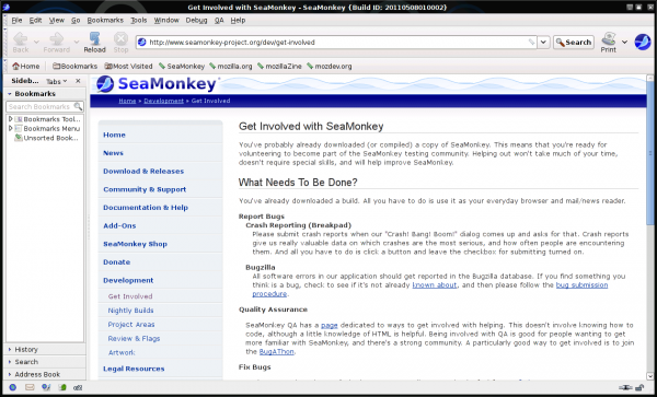 SeaMonkey browser sous Linux