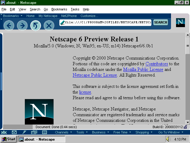 Netscape 6 Peview Release 1