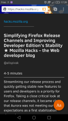Mozilla Firefox 53 pour Android : mode lecture avec estimation du temps de lecture