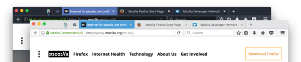 Mozilla Firefox 53 pour ordinateur : thèmes compacts sombre et clair