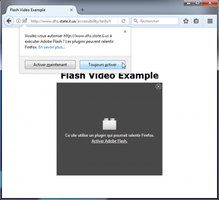 Firefox 55 Flash « demander pour activer »