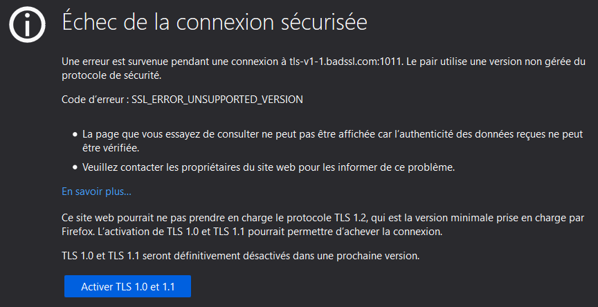 Firefox ssl_error_unsupported_version fix