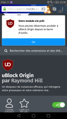 Votre module est prêt : uBlock Origin dans Firefox pour Android