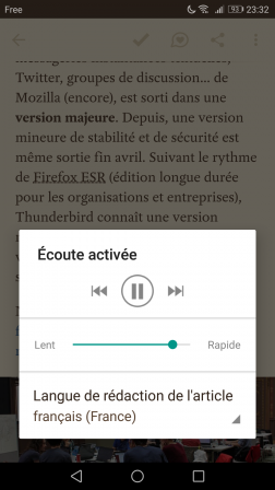 Android : synthèse vocale dans l'application Pocket