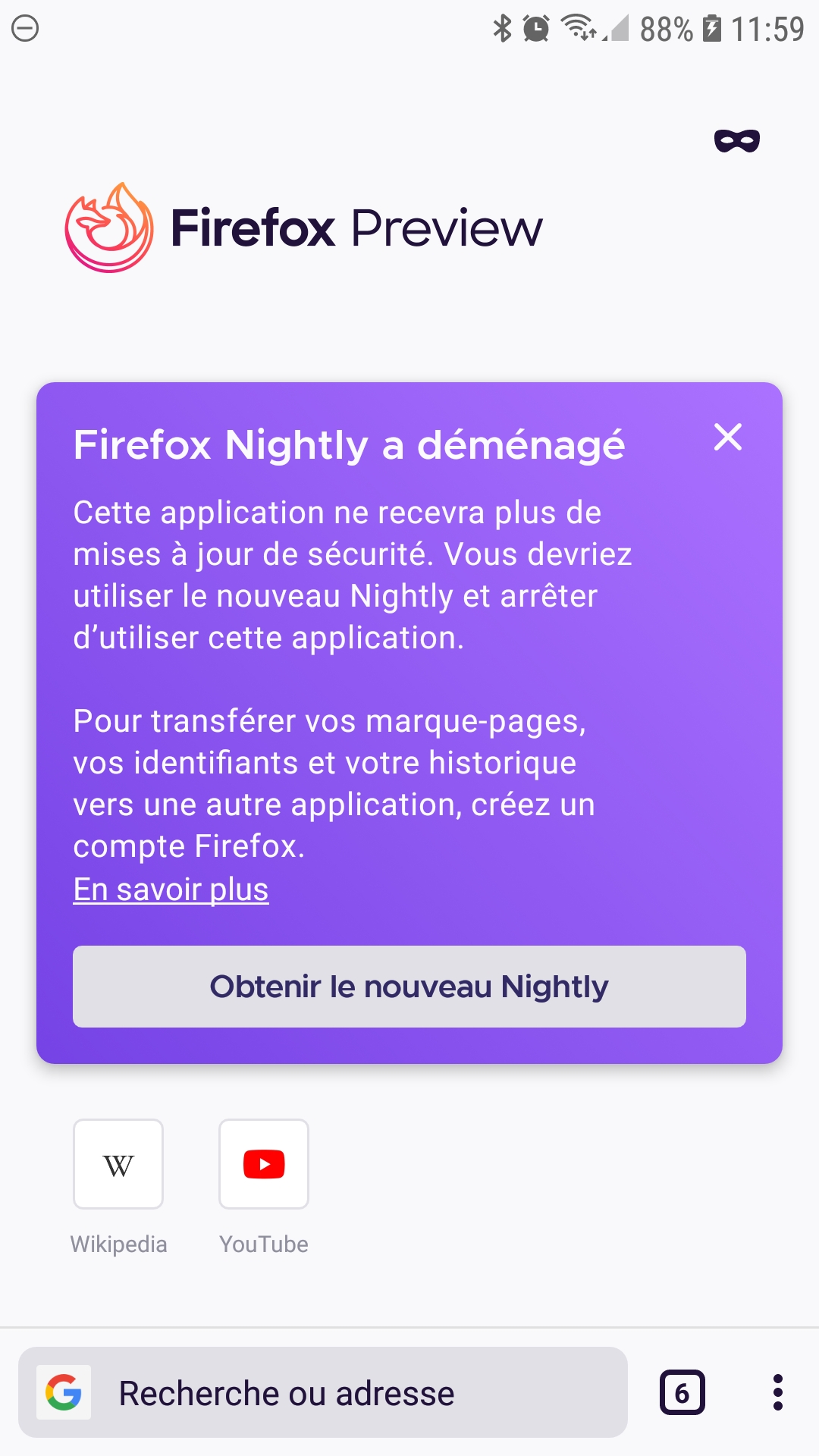 Firefox Nightly a déménagé