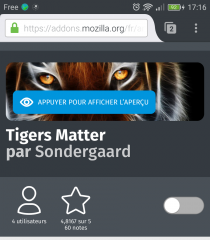 Firefox pour Android : thème Tigers Matter