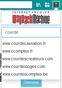 Wayback Machine : suggestions de recherche