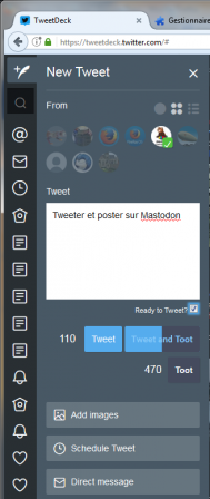 Tooter dans TweetDeck