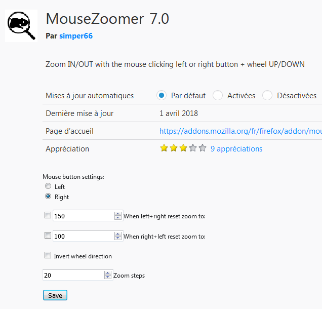 MouseZoomer : options