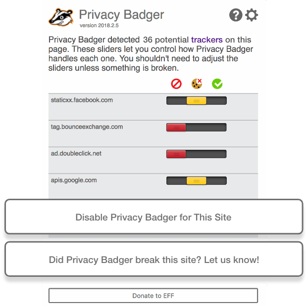 Privacy Badger problème et désactivation