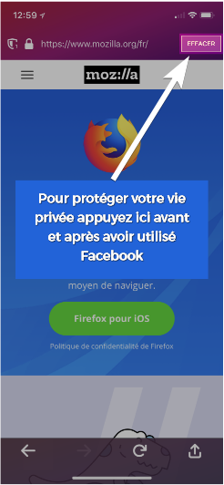 Effacer Facebook dans Firefox Focus pour iOS