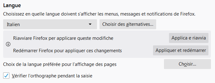 Changer la langue de Firefox directement dans le navigateur