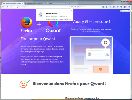 Firefox pour Qwant : 1er lancement