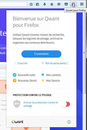Firefox pour Qwant : panneau