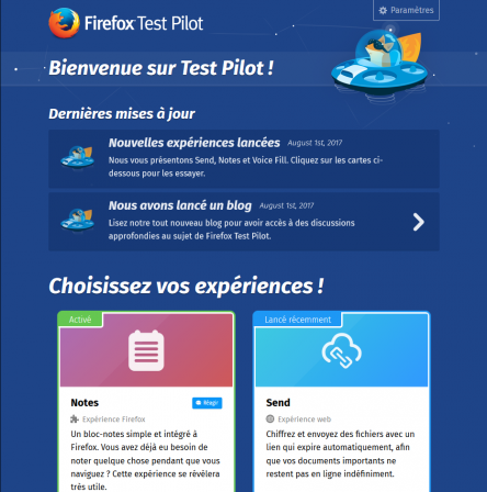 Firefox Test Pilot au 2017-08-01 : 2 nouveautés