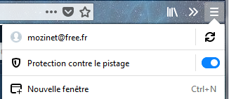 Firefox Nightly 63 : menu – protection contre le pistage
