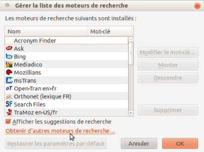 autres moteurs de recherche